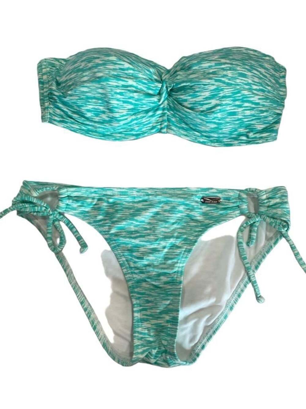 Venice Beach Green White Space Dye Two Piece Bikini Set Swimsuit US 2